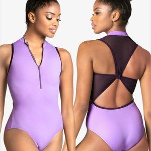 NWT New Mariia Zip Front Tank Ballet Leotard in Lilac / Eggplant XS